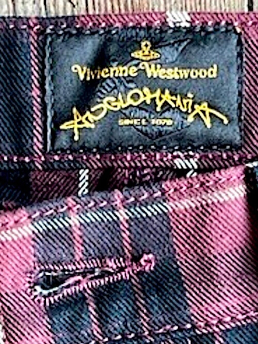 VIVIAN WESTWOOD Men's 31 Plum / Black Tartan Plaid Trouser Pants - Picture 5 of 16